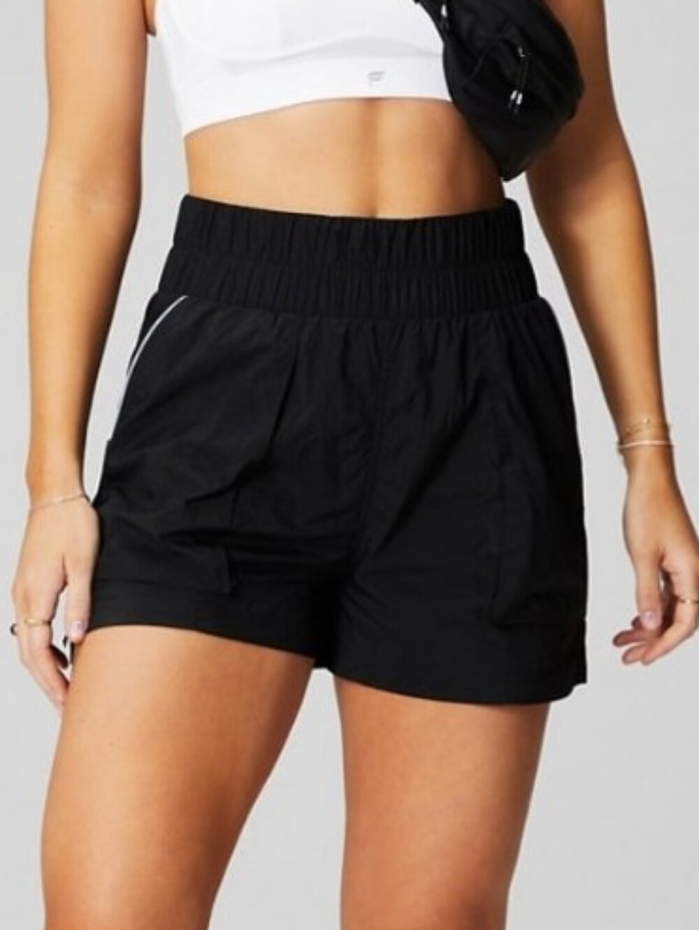 Fabletics• Black Ultra High-Waisted Piped Nylon. Sz S